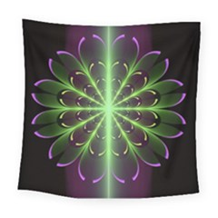 Fractal Purple Lime Pattern Square Tapestry (large) by Celenk