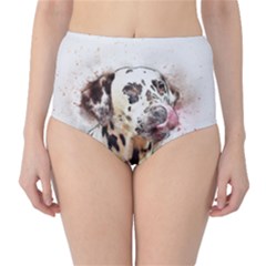 Dog Portrait Pet Art Abstract High-waist Bikini Bottoms by Celenk