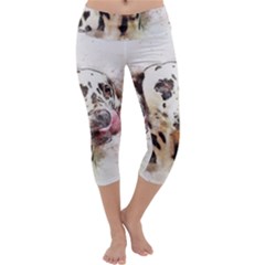 Dog Portrait Pet Art Abstract Capri Yoga Leggings by Celenk