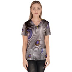 Fractal Silver Warp Pattern Scrub Top by Celenk