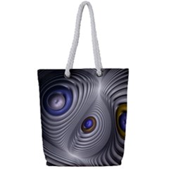 Fractal Silver Warp Pattern Full Print Rope Handle Tote (small) by Celenk