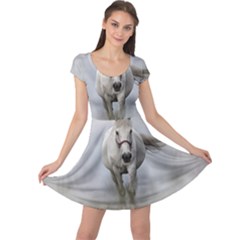 Horse Mammal White Horse Animal Cap Sleeve Dress by Celenk