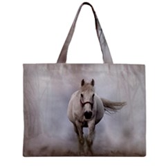 Horse Mammal White Horse Animal Zipper Mini Tote Bag by Celenk