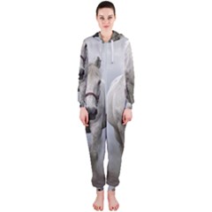 Horse Mammal White Horse Animal Hooded Jumpsuit (ladies)  by Celenk