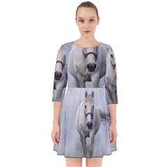 Horse Mammal White Horse Animal Smock Dress by Celenk