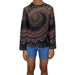 Fractal Stripes Abstract Pattern Kids  Long Sleeve Swimwear by Celenk