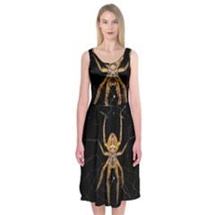 Nsect Macro Spider Colombia Midi Sleeveless Dress by Celenk