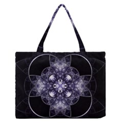 Fractal Blue Denim Stained Glass Zipper Medium Tote Bag by Celenk