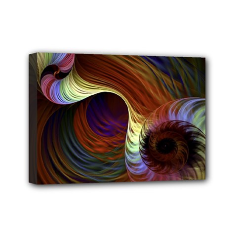 Fractal Colorful Rainbow Flowing Mini Canvas 7  X 5  by Celenk