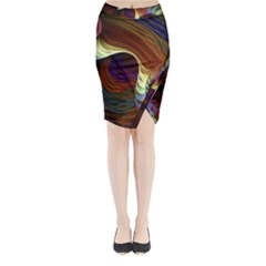 Fractal Colorful Rainbow Flowing Midi Wrap Pencil Skirt by Celenk