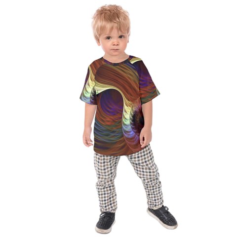 Fractal Colorful Rainbow Flowing Kids Raglan Tee by Celenk