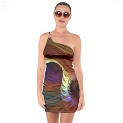 Fractal Colorful Rainbow Flowing One Soulder Bodycon Dress by Celenk