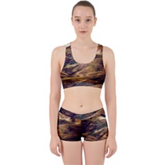 Iceland Mountains Sky Clouds Work It Out Sports Bra Set by Celenk