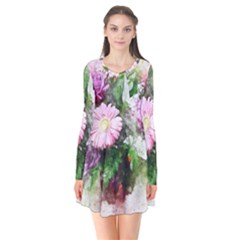 Flowers Roses Bouquet Art Nature Flare Dress by Celenk