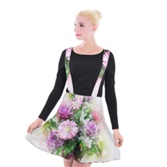 Flowers Roses Bouquet Art Nature Suspender Skater Skirt by Celenk