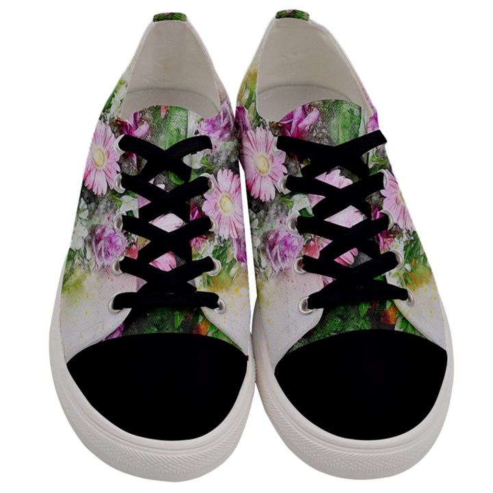 Flowers Roses Bouquet Art Nature Men s Low Top Canvas Sneakers