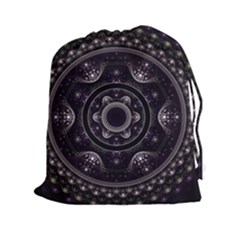 Fractal Mandala Circles Purple Drawstring Pouches (xxl) by Celenk