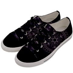 Fractal Mandala Circles Purple Men s Low Top Canvas Sneakers by Celenk