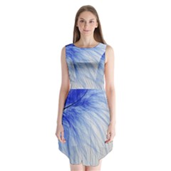 Spring Blue Colored Sleeveless Chiffon Dress   by Celenk