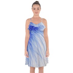 Spring Blue Colored Ruffle Detail Chiffon Dress by Celenk