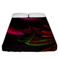 Fractal Abstract Colorful Floral Fitted Sheet (queen Size) by Celenk