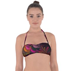 Fractal Abstract Colorful Floral Halter Bandeau Bikini Top by Celenk