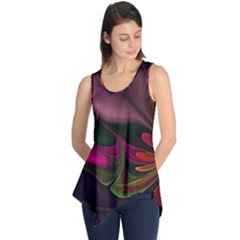 Fractal Abstract Colorful Floral Sleeveless Tunic by Celenk