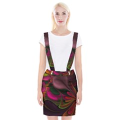 Fractal Abstract Colorful Floral Braces Suspender Skirt by Celenk