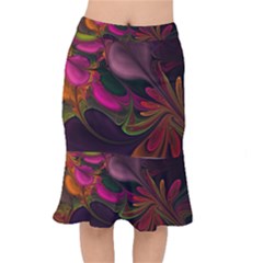 Fractal Abstract Colorful Floral Mermaid Skirt