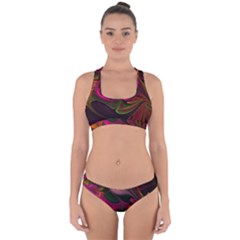 Fractal Abstract Colorful Floral Cross Back Hipster Bikini Set by Celenk