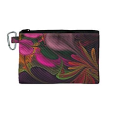 Fractal Abstract Colorful Floral Canvas Cosmetic Bag (medium) by Celenk