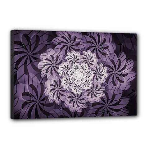 Fractal Floral Striped Lavender Canvas 18  X 12  by Celenk