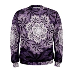 Fractal Floral Striped Lavender Men s Sweatshirt by Celenk