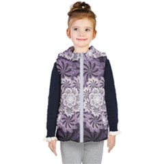 Fractal Floral Striped Lavender Kid s Puffer Vest by Celenk