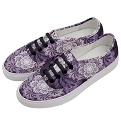 Fractal Floral Striped Lavender Women s Classic Low Top Sneakers by Celenk