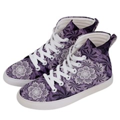 Fractal Floral Striped Lavender Women s Hi-top Skate Sneakers