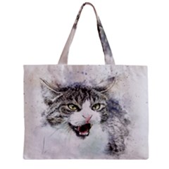 Cat Pet Art Abstract Watercolor Zipper Mini Tote Bag by Celenk