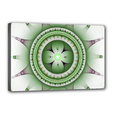 Fractal Mandala Green Purple Canvas 18  X 12  by Celenk