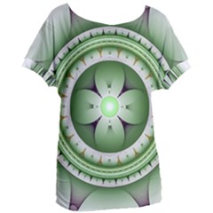 Fractal Mandala Green Purple Women s Oversized Tee by Celenk