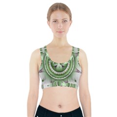 Fractal Mandala Green Purple Sports Bra With Pocket by Celenk