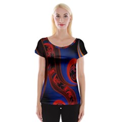 Fractal Abstract Pattern Circles Cap Sleeve Tops by Celenk