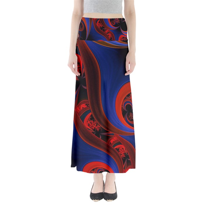 Fractal Abstract Pattern Circles Full Length Maxi Skirt