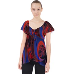 Fractal Abstract Pattern Circles Lace Front Dolly Top by Celenk