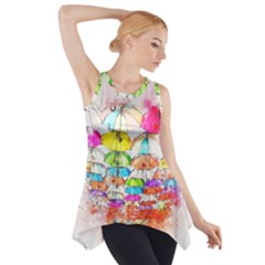 Umbrella Art Abstract Watercolor Side Drop Tank Tunic