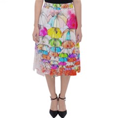 Umbrella Art Abstract Watercolor Folding Skater Skirt by Celenk