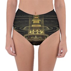 Fractal City Geometry Lights Night Reversible High-waist Bikini Bottoms by Celenk