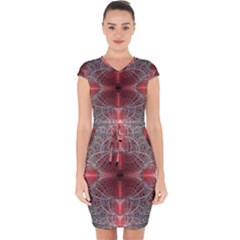 Fractal Diamond Circle Pattern Capsleeve Drawstring Dress  by Celenk