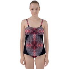 Fractal Diamond Circle Pattern Twist Front Tankini Set by Celenk