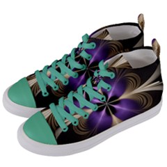 Fractal Glow Flowing Fantasy Women s Mid-top Canvas Sneakers by Celenk