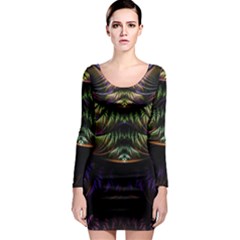 Fractal Colorful Pattern Fantasy Long Sleeve Bodycon Dress by Celenk